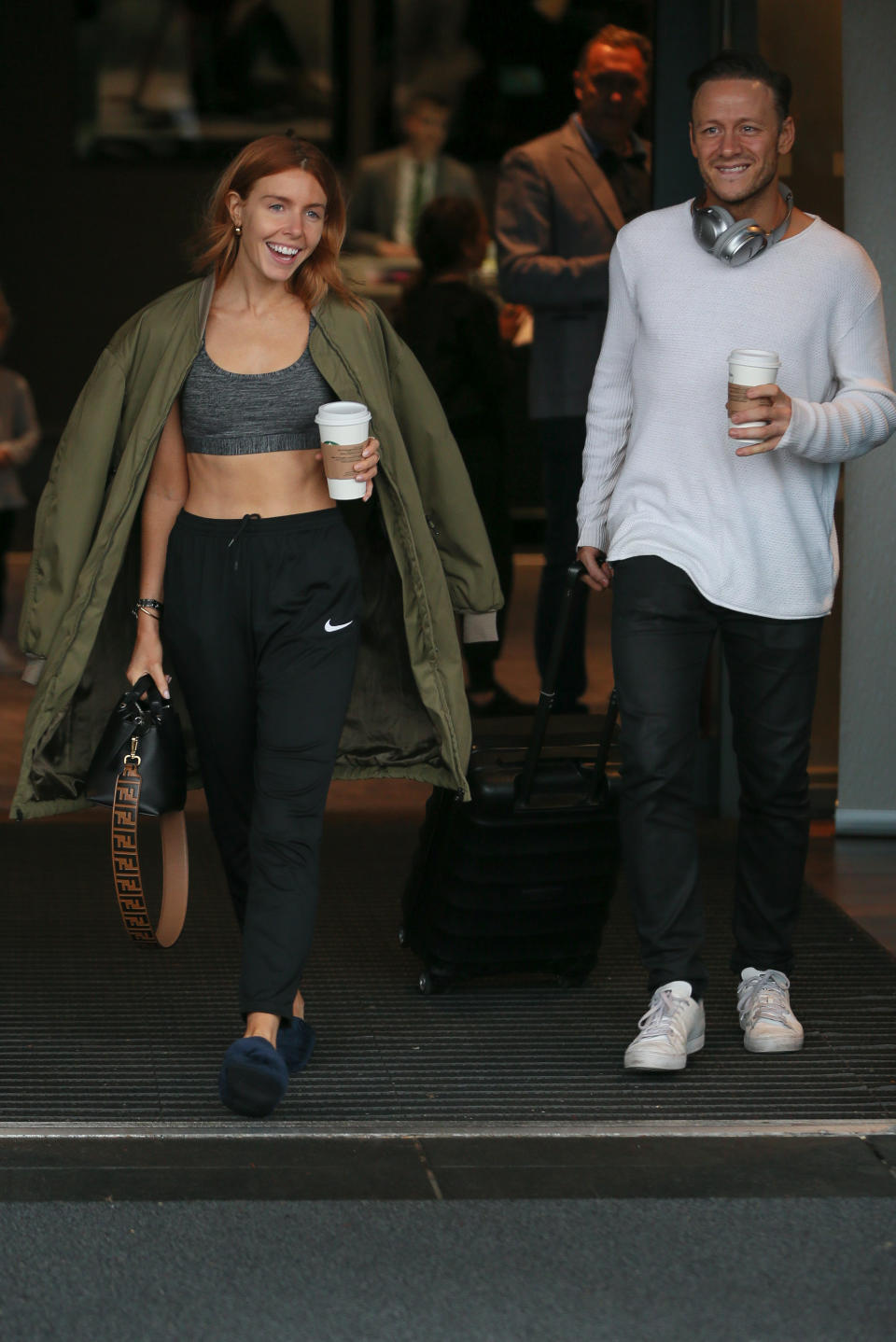Strictly Come Dancing's Stacey Dooley and Kevin Clifton leave the hotel on October 06, 2018 in London, England