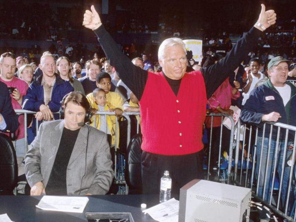 From 1986 Heenan embarked on a career behind the announcers' desk (Getty)