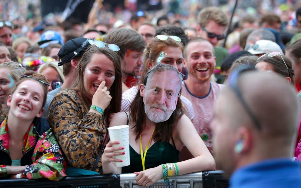 Jeremy Corbyn fans awaiting his arrival - Credit: PA