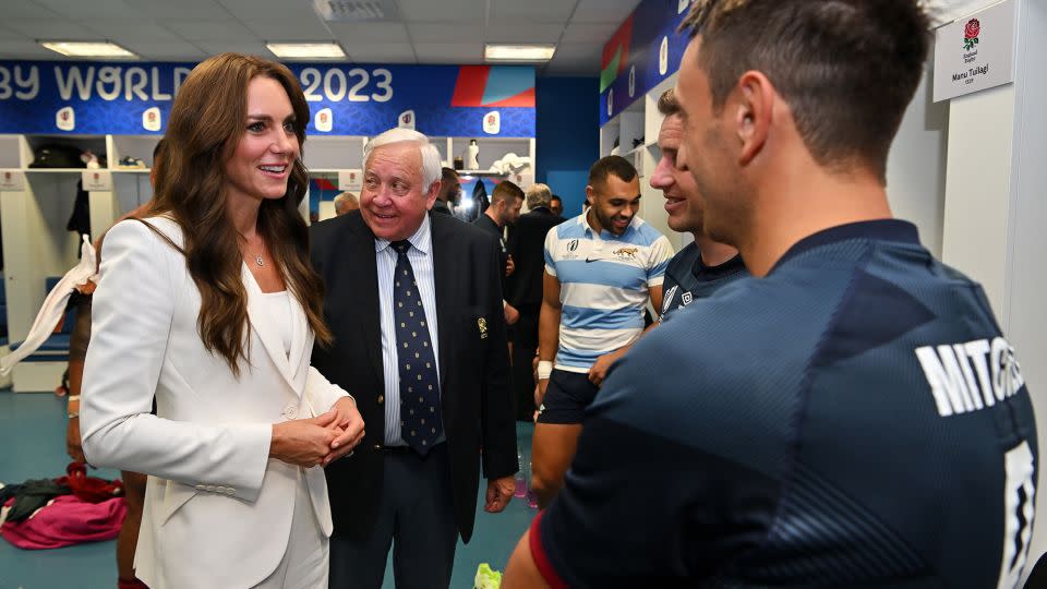 Kate, pictured in Marseille during the Rugby World Cup in September, is patron of the England Rugby Football Union. - Dan Mullan/Getty Images