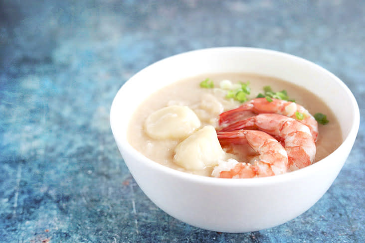 The flavours of the sea dance in this congee.