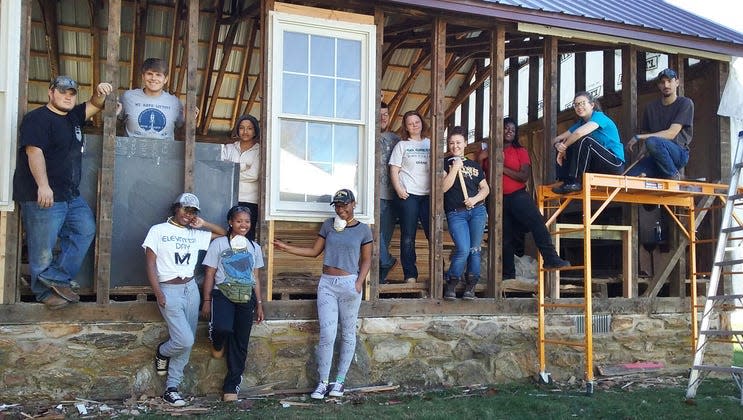 A typical student work crew is on duty at the Neff School in Red Lion. Restoration began in 2015. 'It's dilapidated now,' teacher John Royer said at the time. 'But it's going to be really great soon.' He was right.