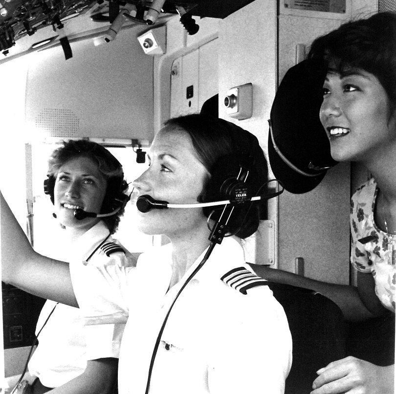 In 1979, an all-female crew became&nbsp;the first&nbsp;to operate a certified scheduled U.S. air carrier.