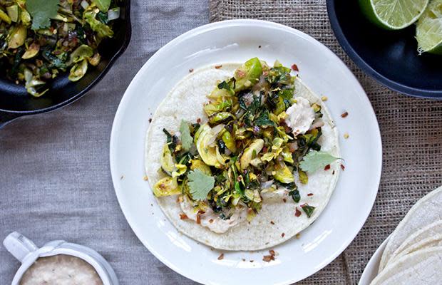 Nordic Diet Crisp Kale and Brussels Sprouts Tacos