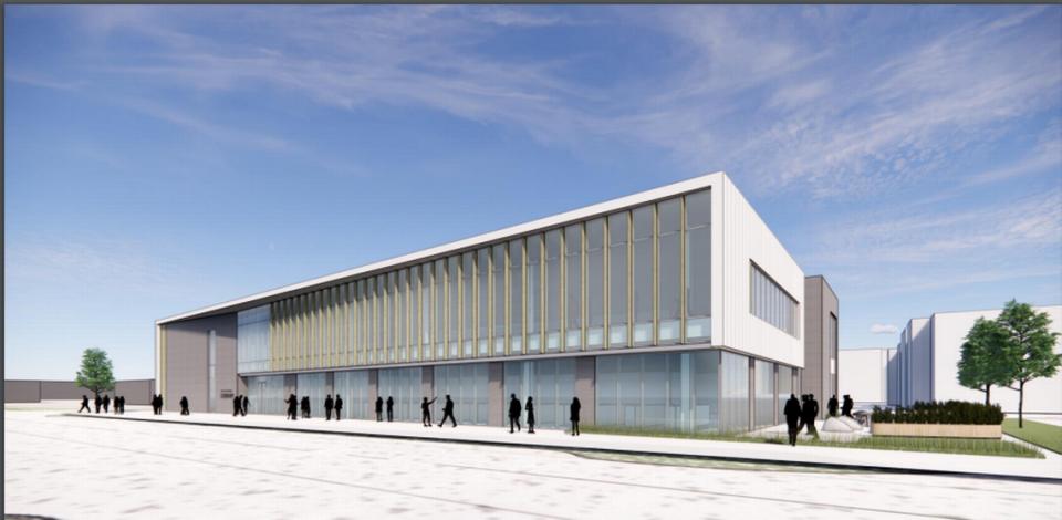 A conceptual design of the new library proposed for University City.