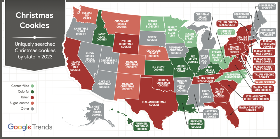 most popular christmas cookies by state 2023 map