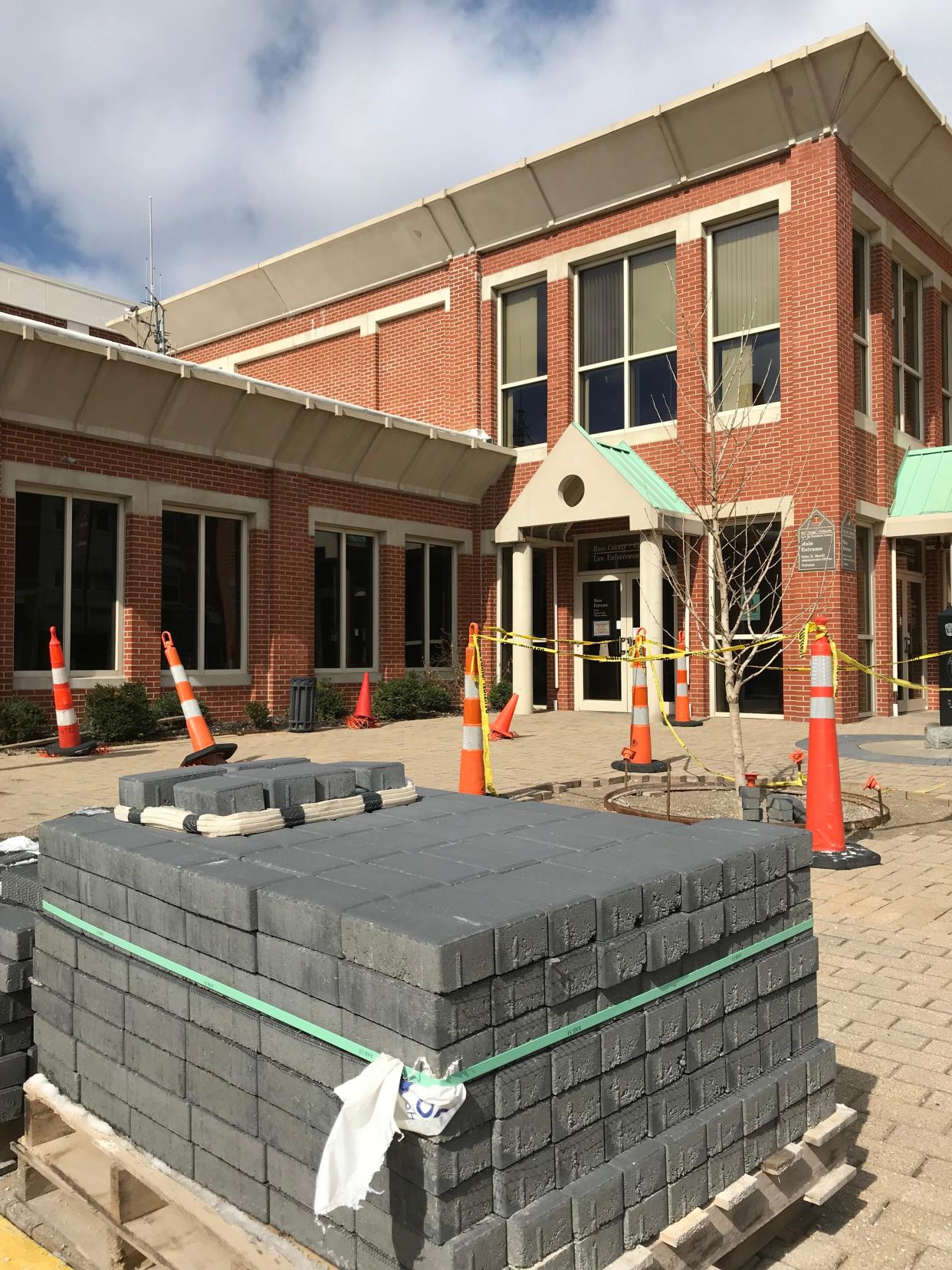 Construction from outside of the Ross County Jail towards the beginning of the project in March 2019.