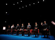 The cast of the play "My Country; a work in progress" perform during a dress rehearsal at the National Theatre, in London. REUTERS/Peter Nicholls