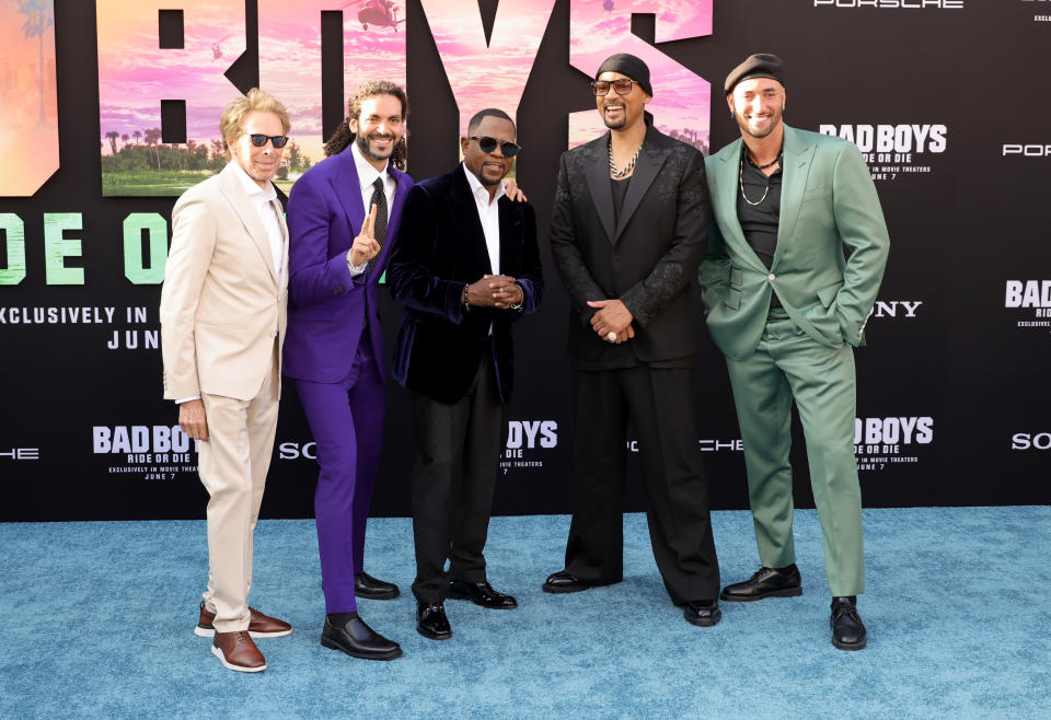 Jerry Bruckheimer, Adil El Arbi, Martin Lawrence, Will Smith and Bilal Fallah attend the Los Angeles premiere of Columbia Pictures' "Bad Boys: Ride or Die"