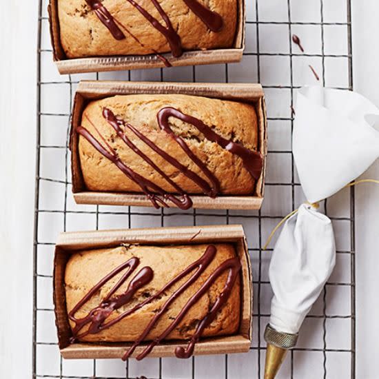 Chocolate-Glazed Banana Bread Minis