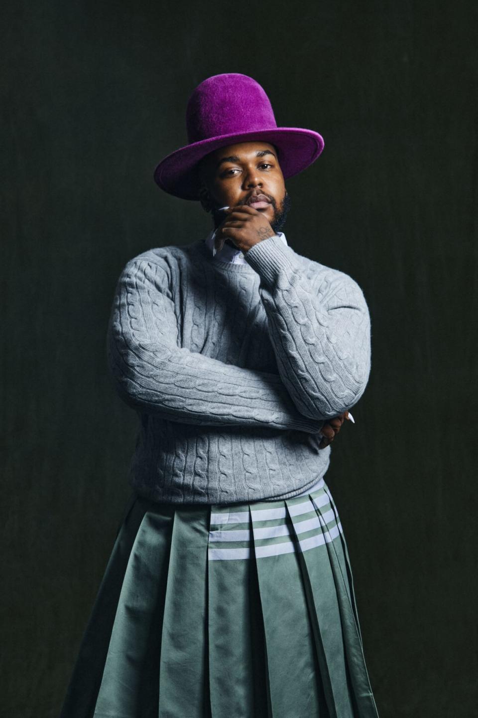 Eric Hart Jr., Gender-fluid dressing, Gender-fluid fashion, men in skirts, Black men in skirts, Black LGBTQ+, Black fashion, Black style, theGrio.lcom