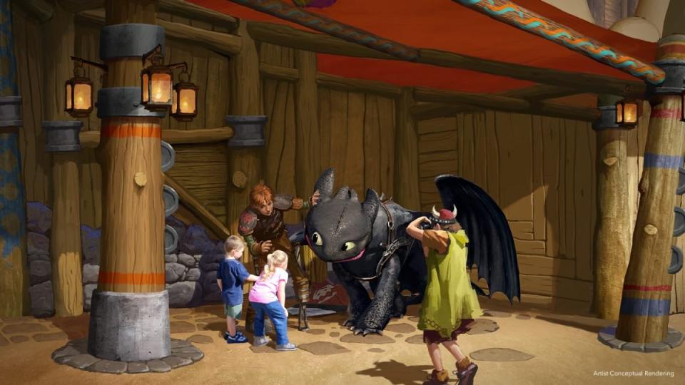 Official artwork for Unviversal Epic Universe's How to Train Your Dragon - Isle of Berk amusement park world