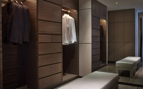 Designed by Giorgio Armani himself, the suite of course contains a vast walk-in wardrobe
