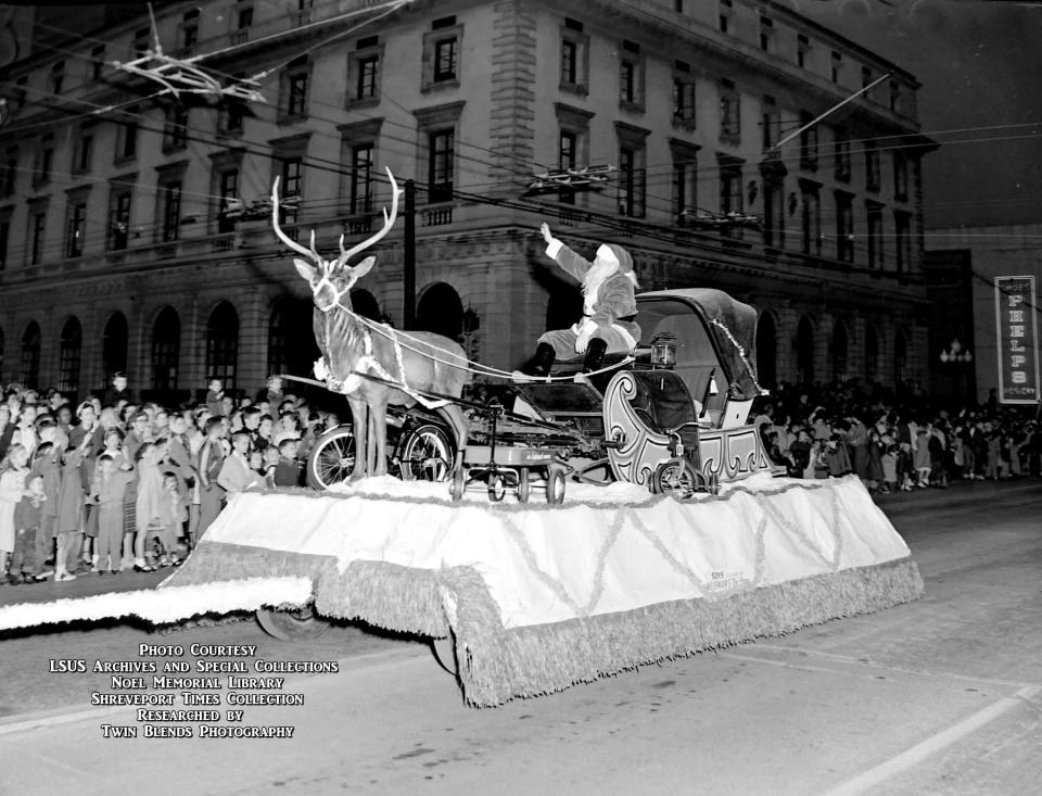 Historic photos from Northwest Louisiana Archives at LSUS of the Balloon Parade that use to ride in the streets of downtown Shreveport in the days following Thanksgiving