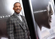 Actor Will Smith attends a special screening of "Concussion" at the AMC Loews Lincoln Square on Wednesday, Dec. 16, 2015, in New York. (Photo by Evan Agostini/Invision/AP)