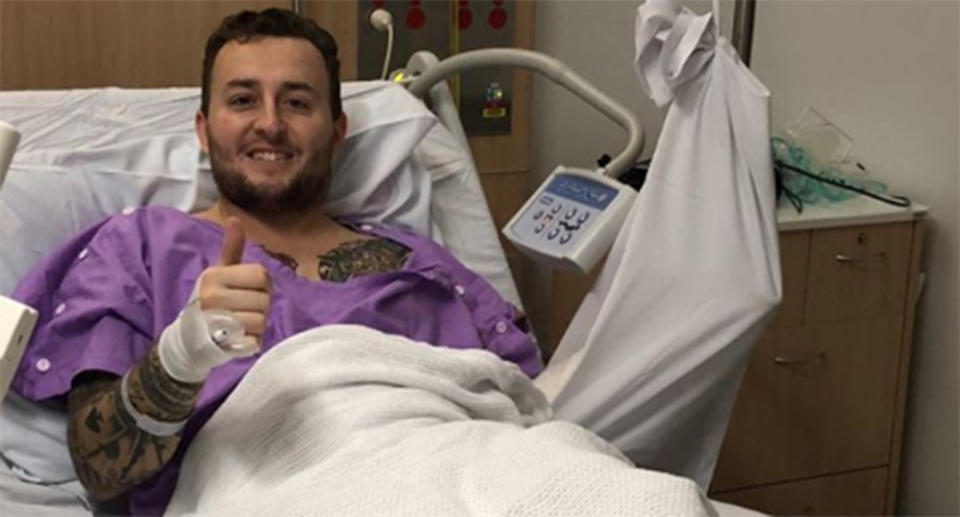 The 26-year-old has had to undergo ten surgeries to save his hand. Image: Instagram/Ryan Taylor