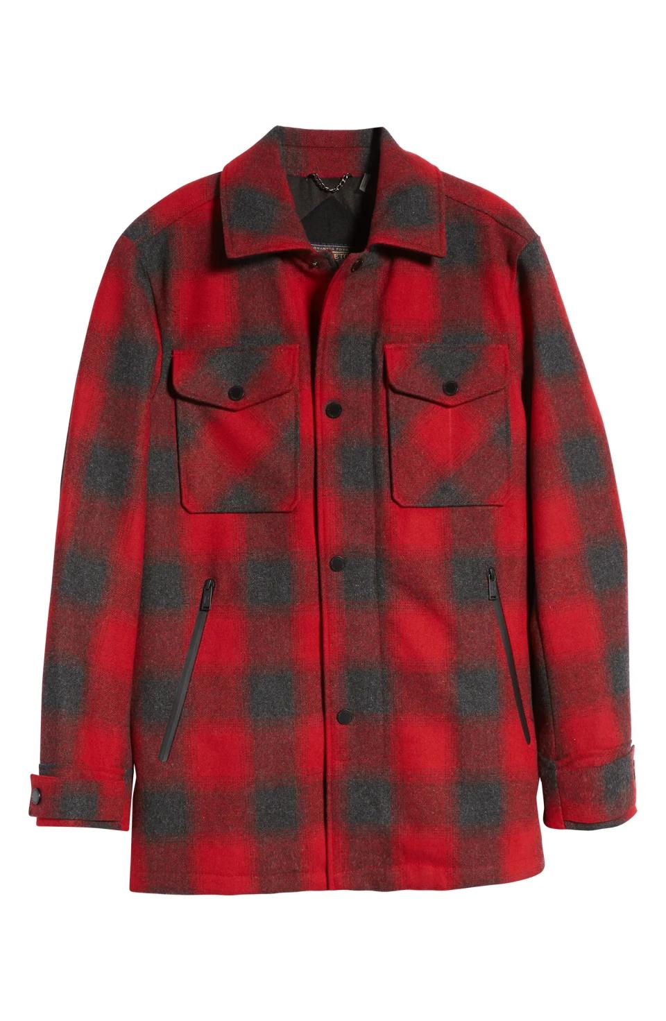 Red plaid Pendleton Longmont Wool Blend Shirt Jacket 