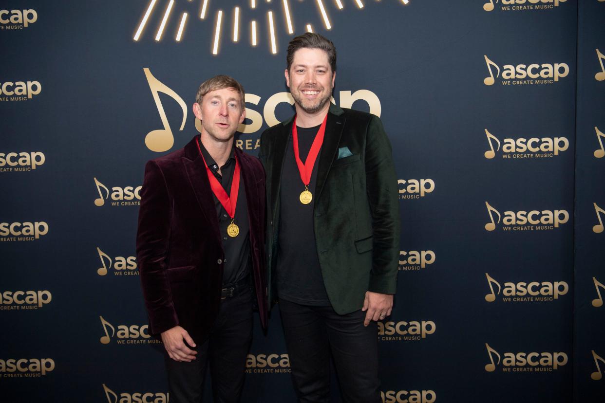 Ashley Gorley stands with Corey Crowder for a photo during the annual ASCAP Awards at SoHo House  in Nashville , Tenn., Monday, Nov. 7, 2022.