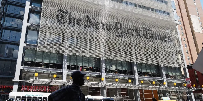 Exterior short of the New York Times building in New York