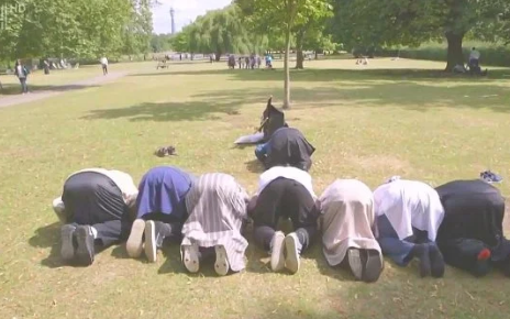 The London Bridge attacker was seen in the documentary unfurling an Isil flag in a park - Credit: C4