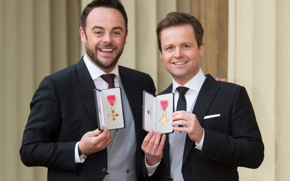 Ant and Dec receiving their OBEs for services to Broadcasting and Entertainment - Geoff Pugh