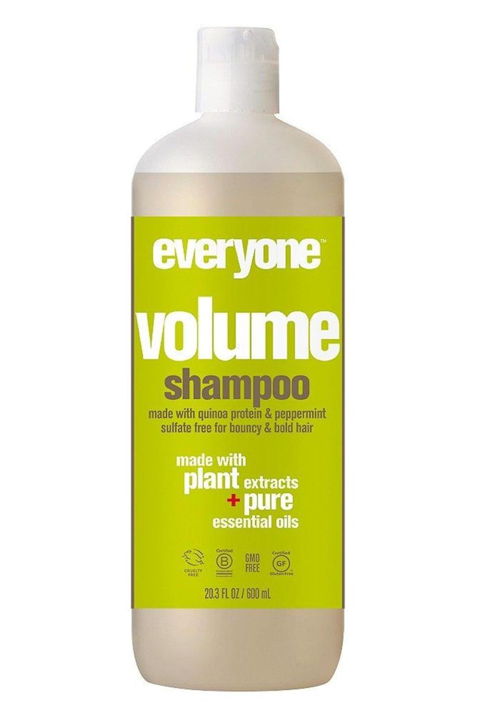 <p><strong>everyone</strong></p><p>target.com</p><p><strong>$8.69</strong></p><p><a href="https://www.target.com/p/everyone-volume-shampoo-20-3-fl-oz/-/A-21547148" rel="nofollow noopener" target="_blank" data-ylk="slk:Shop Now;elm:context_link;itc:0;sec:content-canvas" class="link ">Shop Now</a></p><p><a href="https://www.cosmopolitan.com/style-beauty/beauty/a19642775/fine-hair-styling-tips/" rel="nofollow noopener" target="_blank" data-ylk="slk:Fine, flat hair;elm:context_link;itc:0;sec:content-canvas" class="link ">Fine, flat hair</a> will love the volumizing effects of this organic shampoo. It uses a blend of quinoa protein (a vegan alternative to keratin) and energizing peppermint extract to <strong>plump up the hair shaft will stimulate your scalp for fuller, thicker-looking hair</strong>. And the formula isn't just organic—it's GMO-free, gluten-free, and cruelty-free too.</p>