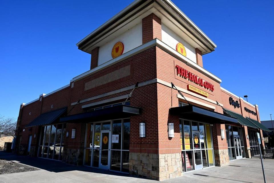 The exterior of The Halal Guys near Liberty.