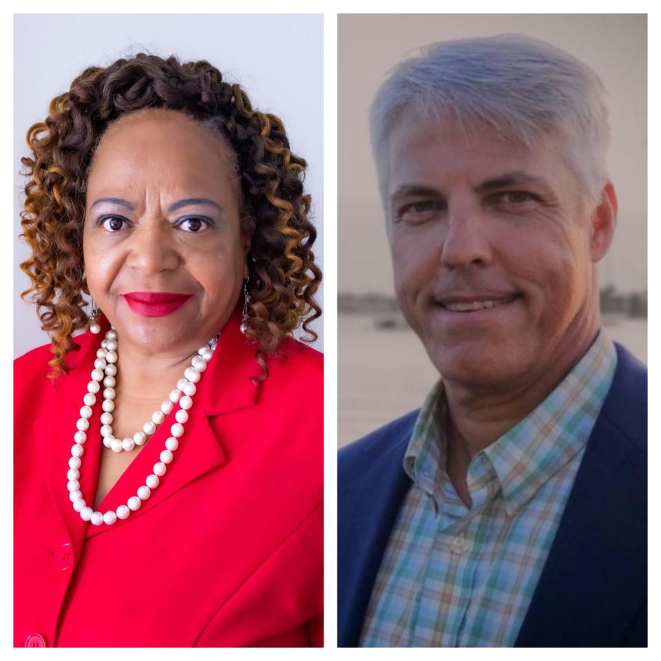 Incumbent Eula Clarke (left) is challenged by newcomer Will Laughlin for the Stuart City Commission Group 5 seat in the Aug. 23, 2022, primary election.