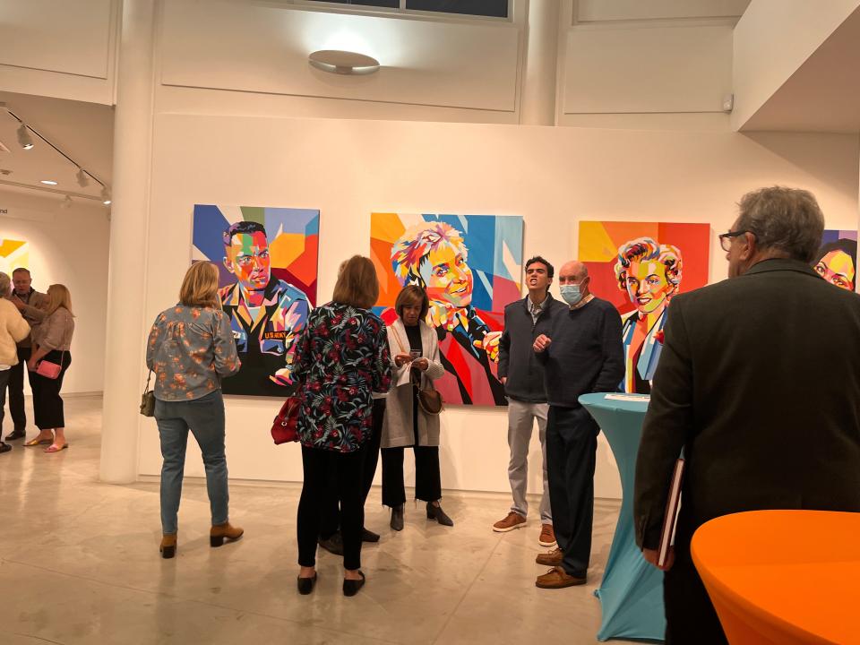 The crowd at the opening reception of Icons: Paintings by Jim Egan at the Artists Center at the Galen in Palm Desert on Saturday, Jan. 7, 2023. The show runs through Jan. 22