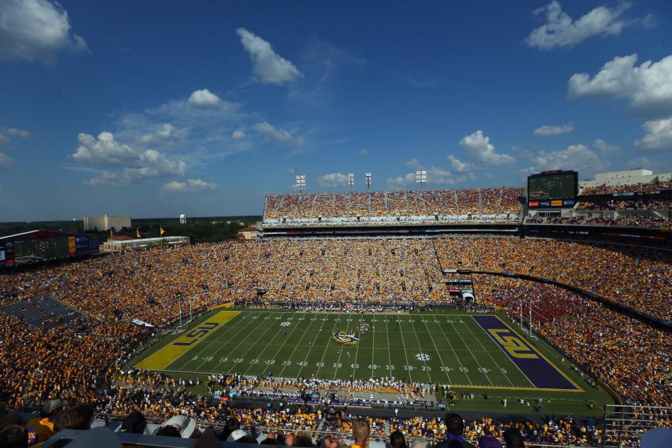 LSU hosts top-ranked Alabama on Saturday night. (Photo by Ronald Martinez/Getty Images)