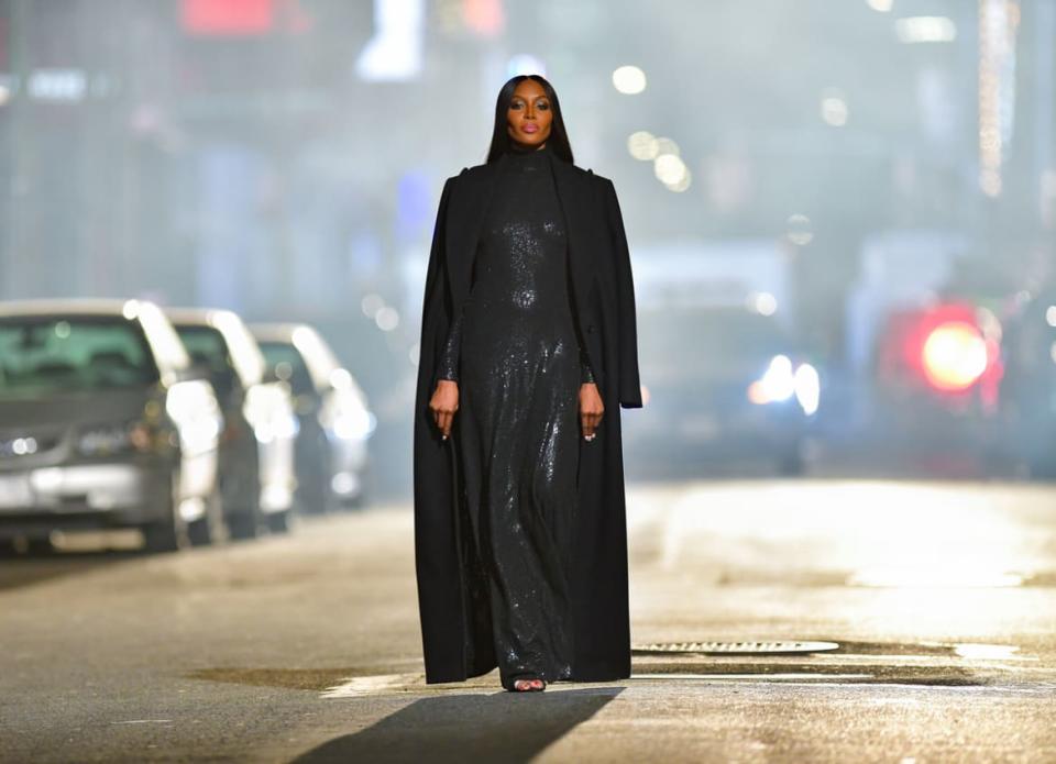 <div class="inline-image__caption"><p>Naomi Campbell walks along 46th Street during the Michael Kors Fashion Show.</p></div> <div class="inline-image__credit">James Devaney/GC Images</div>