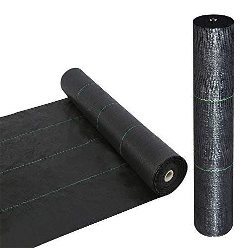 7) Goasis Lawn Weed Barrier Control Fabric Ground Cover Membrane Garden Landscape Driveway Weed Block Nonwoven Heavy Duty 125gsm Black,3FT x 100FT
