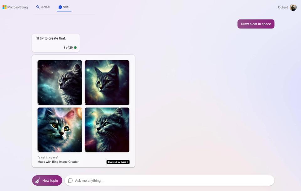 Bing Image Creator is available through Bing Chat