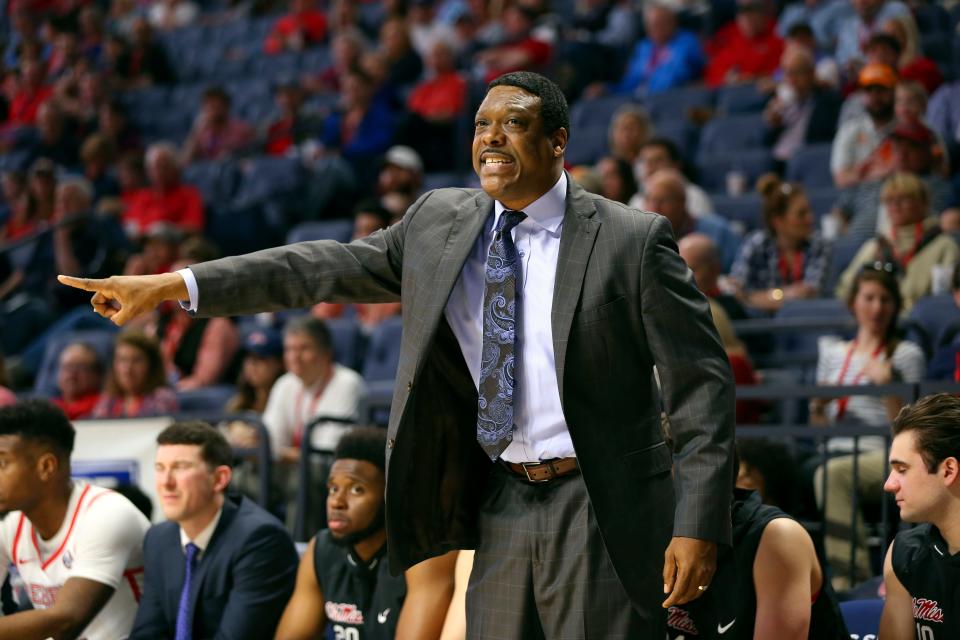 Ole Miss interim head coach Tony Madlock during the first half against the Tennessee Volunteers at The Pavilion at Ole Miss.