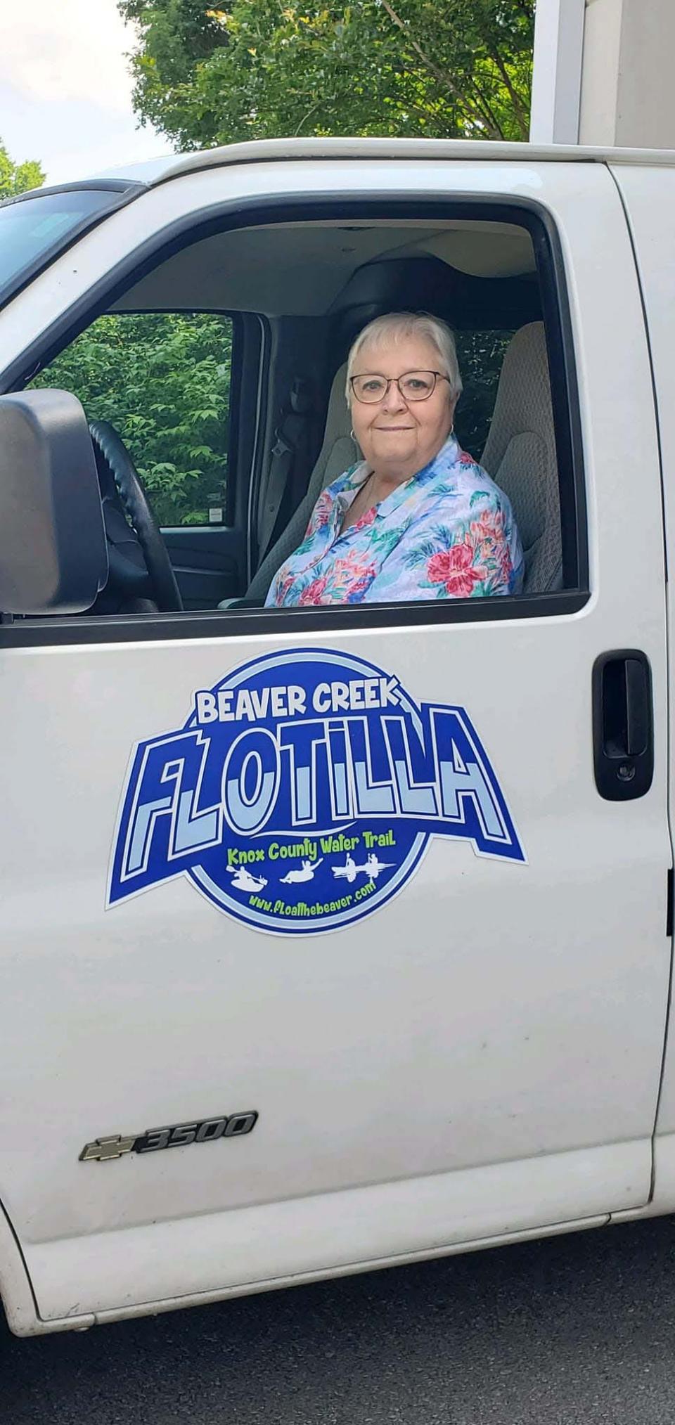 Despite a life-threatening health condition, Karns resident Connie Dagley volunteers to drive a shuttle bus from the pickup point at Charlie’s Launch during the annual Beaver Creek Flotilla May 20. The bus was donated by Beaver Ridge United Methodist Church.