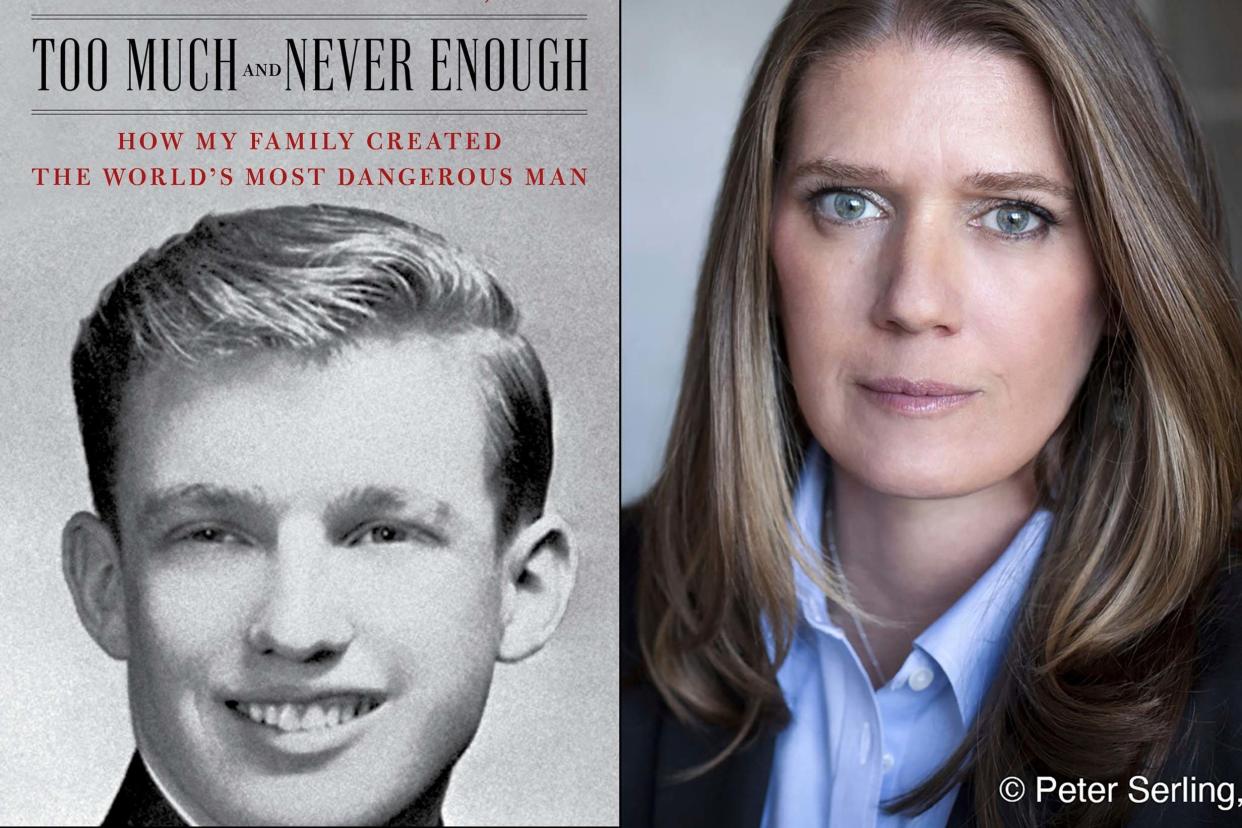 "Too Much and Never Enough: How My Family Created the World's Most Dangerous Man", left, and a portrait of author Mary L. Trump, Ph.D. right: AP