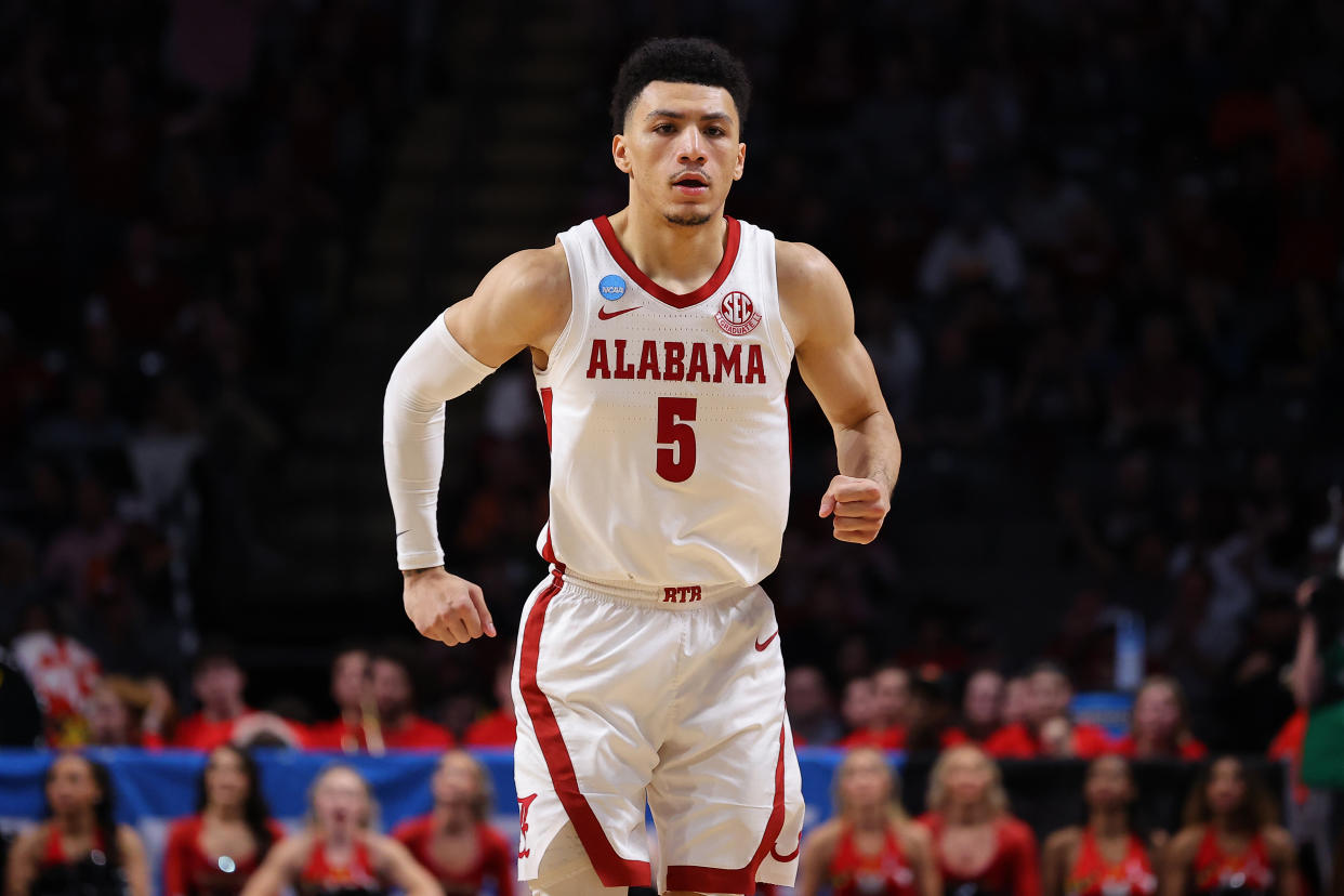 Alabama's Jahvon Quinerly became a surprising addition to the transfer portal last week after he was named SEC Co-Sixth Man of the Year last season. (Photo by Kevin C. Cox/Getty Images)