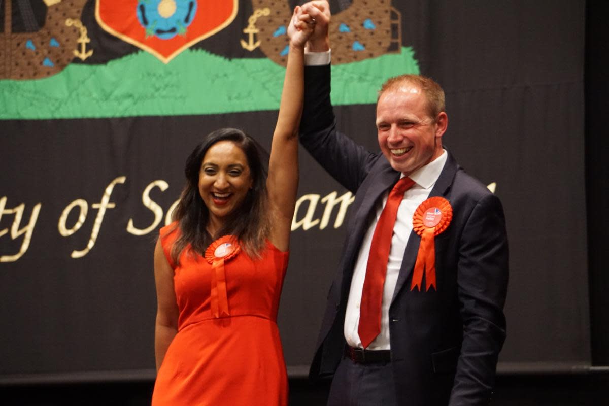 Labour MPs, Satvir Kaur and Darren Paffey after winning in Southampton <i>(Image: NQ)</i>