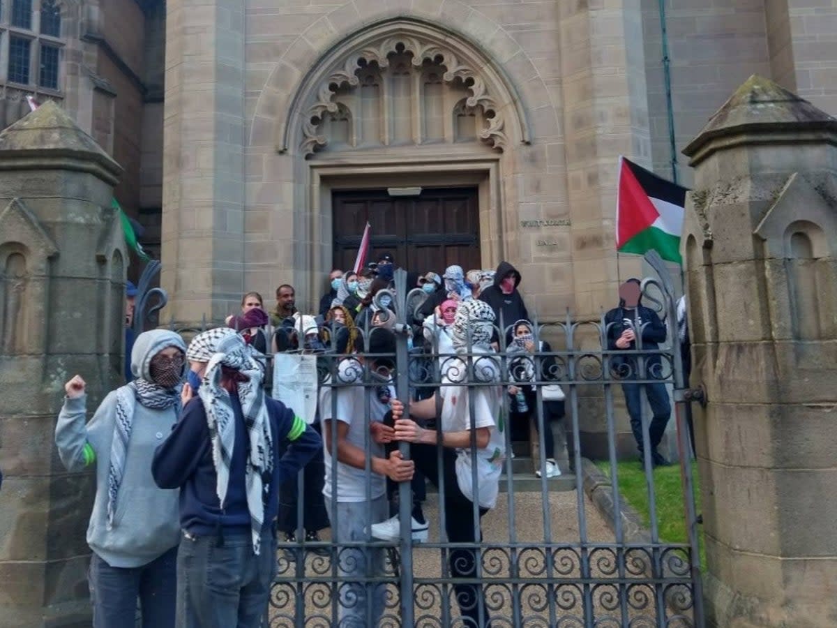 Whitworth Hall is due to hold exams for hundreds of pupils at the University of Manchester in the coming week  (Manchester Leftist Action)