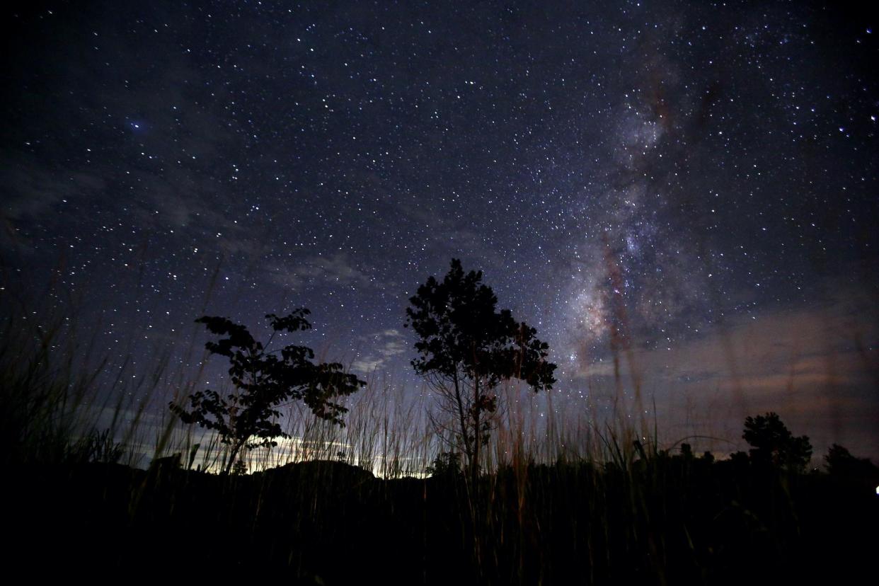 This long-exposure photograph taken on August 12, 2013 shows the Milky Way in the clear night sky near Yangon: Ye Aung Thu/AFP via Getty Images