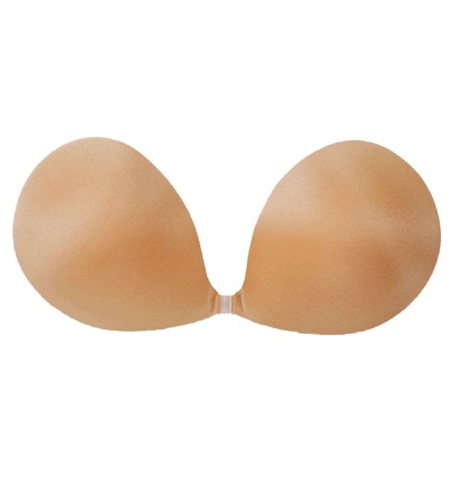 Spencer Womens Push Up Plunge Sticky Adhesive Bra Reusable Deep U-Shaped  Strapless Backless Breast Lifting Bra (Beige,A Cup)