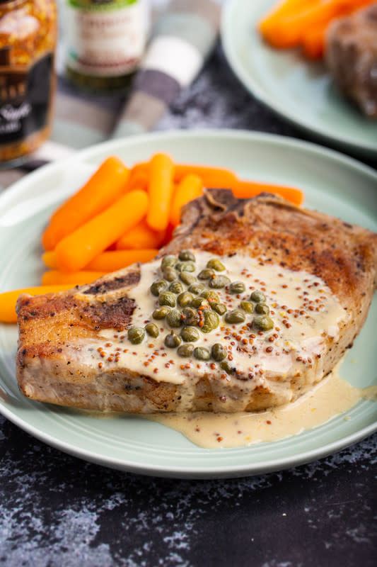 <p>The Missing Lokness</p><p>Moist and tender pork chops smothered in an easy creamy sauce that comes together in minutes.</p><p><strong>Get the recipe: <a href="https://themissinglokness.com/2020/01/30/sous-vide-pork-chops-with-creamy-caper-mustard-sauce" rel="nofollow noopener" target="_blank" data-ylk="slk:Sous Vide Pork Chops With Creamy Caper Mustard Sauce;elm:context_link;itc:0;sec:content-canvas" class="link ">Sous Vide Pork Chops With Creamy Caper Mustard Sauce</a></strong></p>