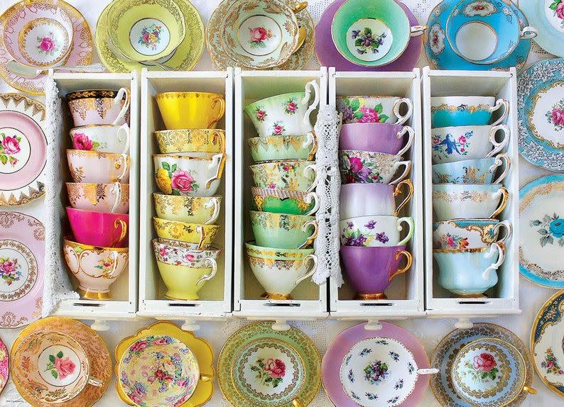 Mismatched Tea Cups and Saucers
