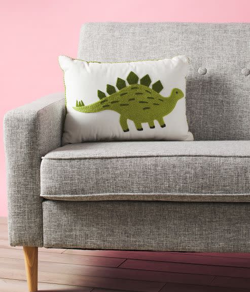 Embroidered Dinosaur Pillow