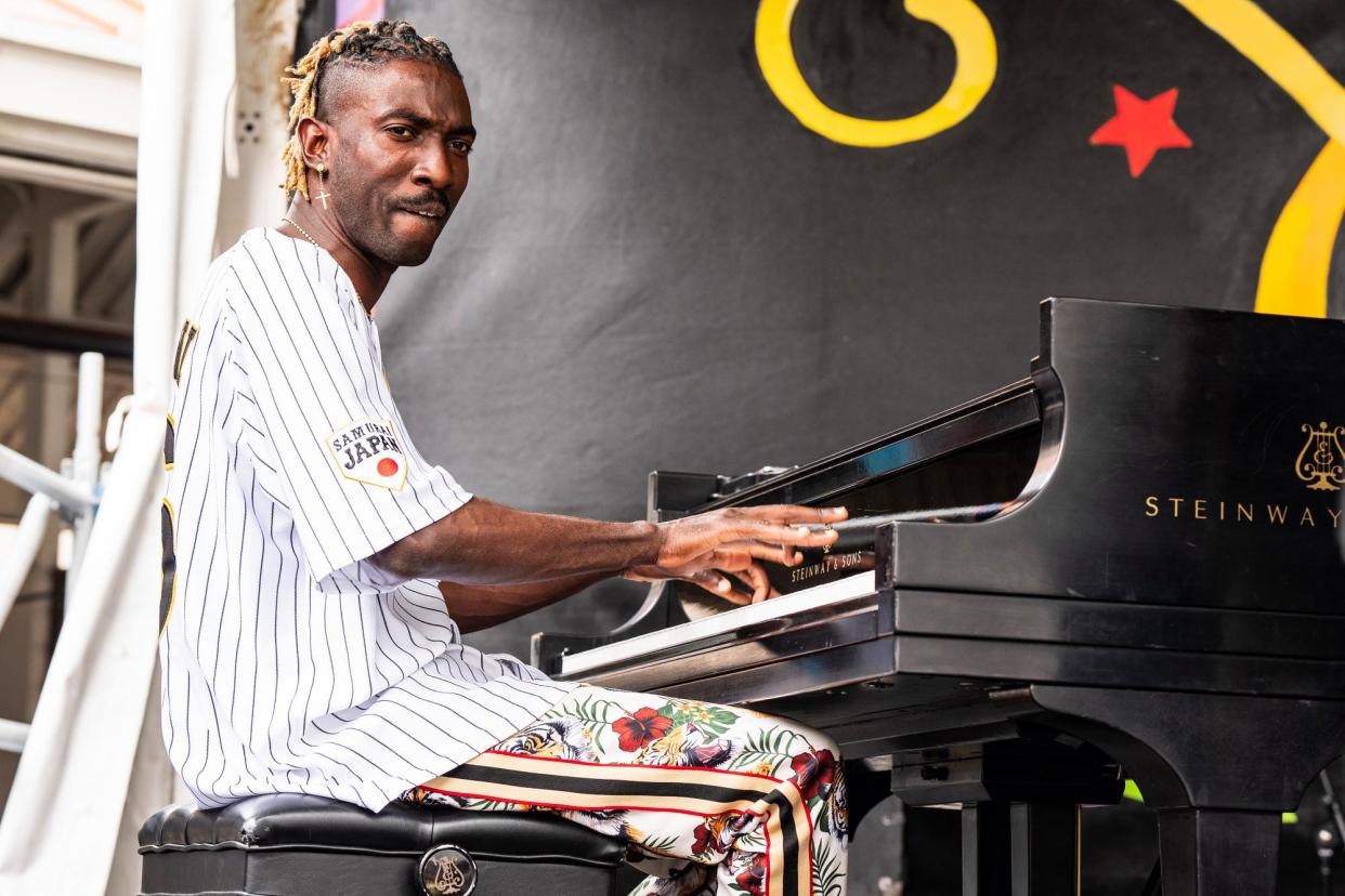 <span>Cuban pianist Victor Campbell performs during New Orleans Jazz & Heritage festival on 28 April 2024.</span><span>Photograph: Erika Goldring/Getty Images</span>