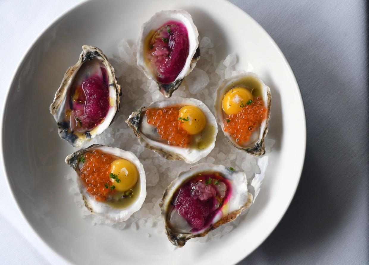 Local raw oysters with accoutrements at manna restaurant in Wilmington, N.C. STARNEWS FILE PHOTO