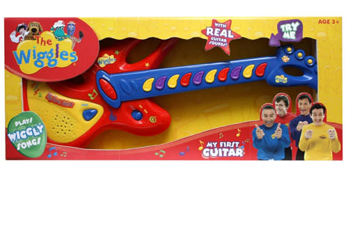 <p class="MsoNormal"><b><span>The Wiggles My First Guitar</span></b><br><br><span>With just three songs, all of them Wiggles, plus a record and playback drum function, this toy guitar edges above most similar models in terms of irritation for adults. Tunes are muffled but loud riffs and we reckon this is a present generally bestowed on nieces and nephews, while the adult gift-giver makes a hasty retreat. </span></p>