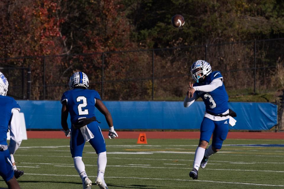 Middletown's Joseph Royal throws the ball in a Middletown vs Christian Brothers Academy of Albany game in Middletown, NY on November 18, 2023. ALLYSE PULLIAM/For the Times Herald-Record