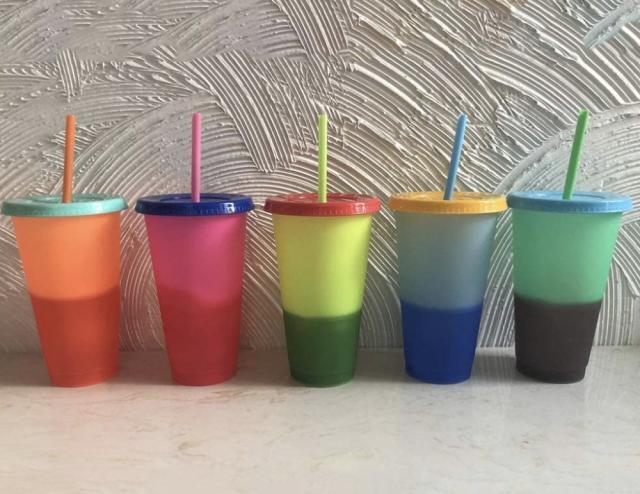  TAL Color Changing Tumbler & Straw Set. 24 oz.- 4 Reusable Cups,  Lids and Straws - Summer Coffee Tumblers - Summer Cups, Set of 4: Home &  Kitchen