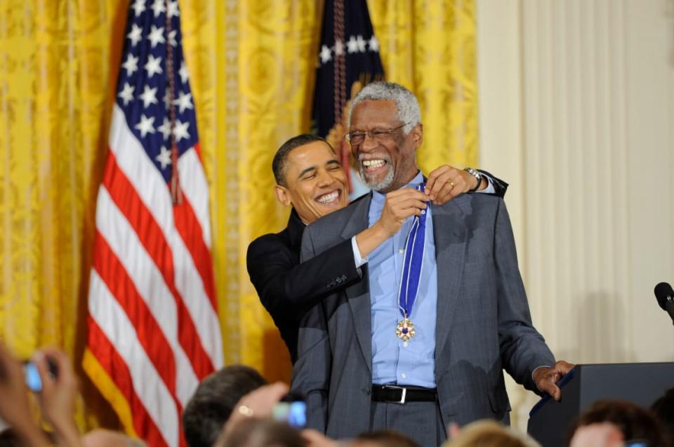 <div class="inline-image__caption"><p>President Barack Obama presented the Presidential Medal of Freedom to Bill Russell in 2011.</p></div> <div class="inline-image__credit">Christy Bowe/Getty</div>